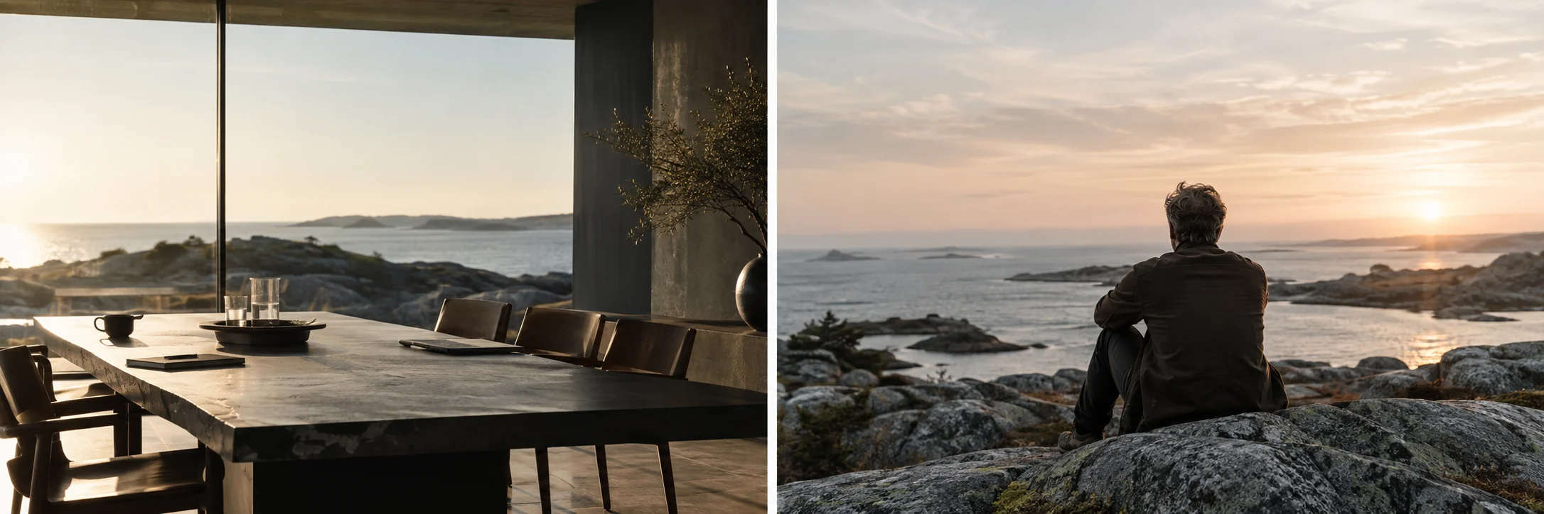 Scandinavian coast and meeting room